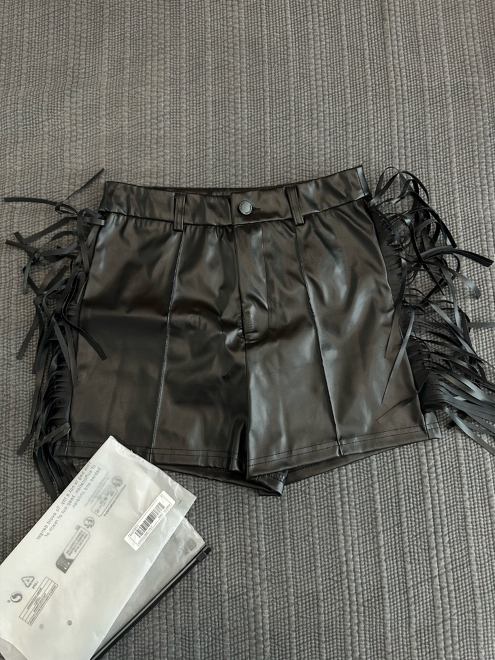 SHEIN fringe leather short